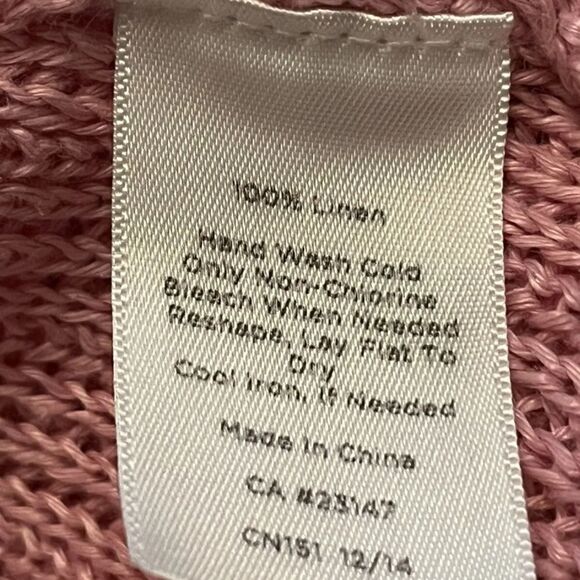 Talbots Cardigan Sweater 100% Linen pastel Pink drop shoulders Open Front Small - Picture 5 of 8